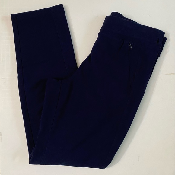 T by Talbots Activewear Yoga Tech Bootcut Pants Women Size Small Navy Dark Blue - Picture 12 of 14